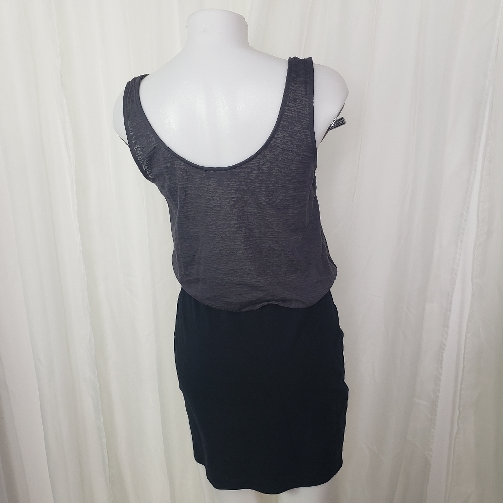 Express dress gray flounce slub top with bodycon black skirted bottom sleeve - Picture 5 of 7